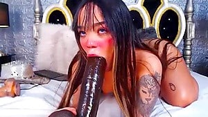 AshleyRamos Huge Black Dildo Anal